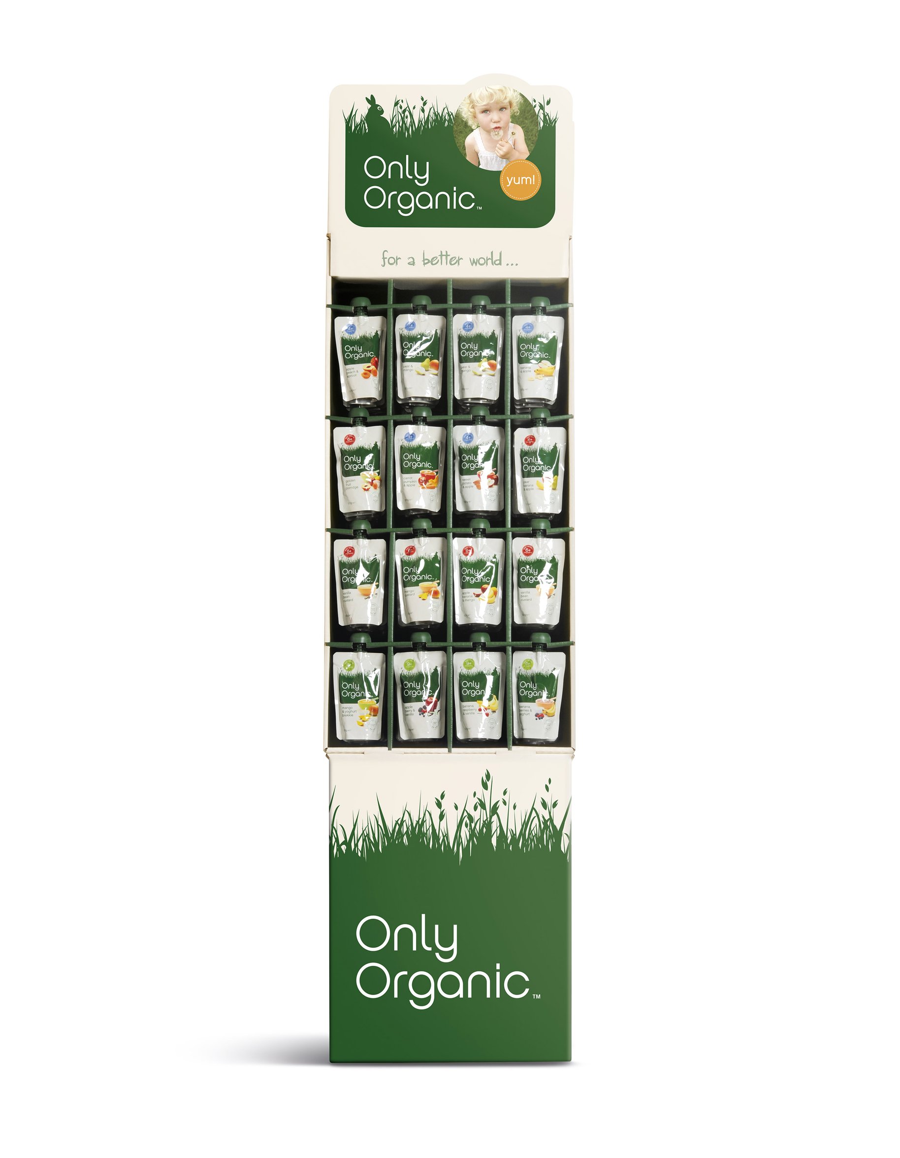 Only Organic pouch packaging display stand 
