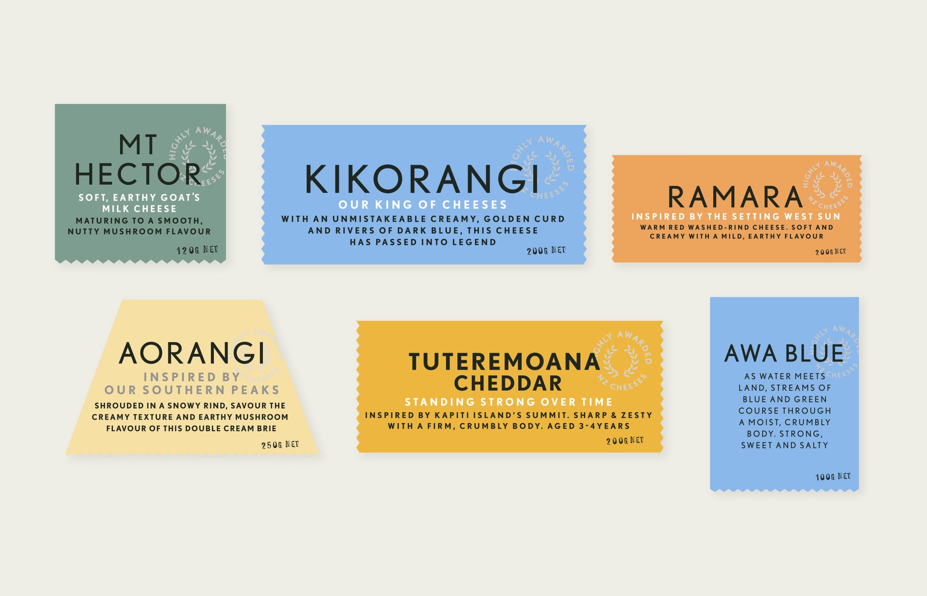 Kapiti cheese range labels graphic