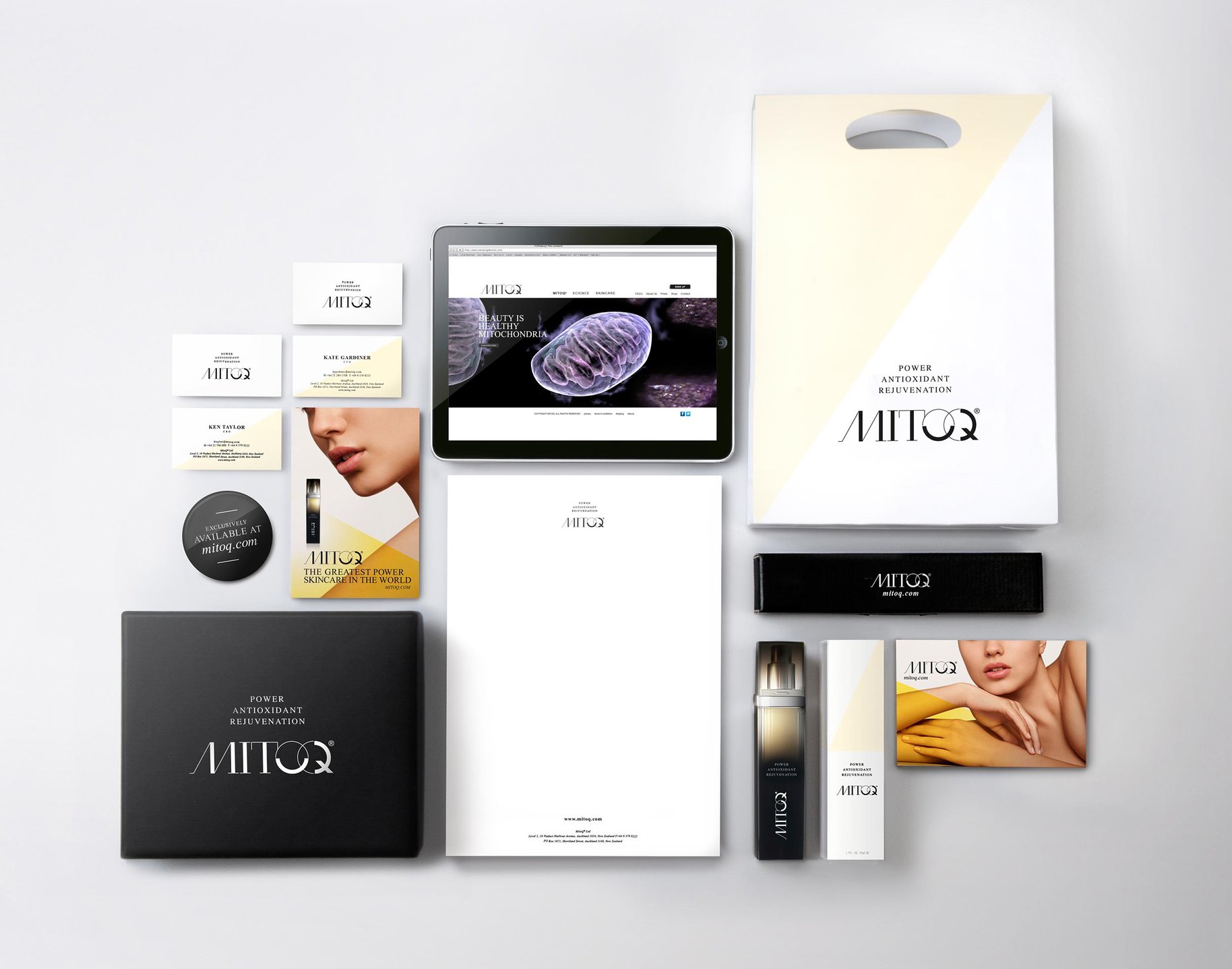 MitoQ brand collateral packaging website brand 