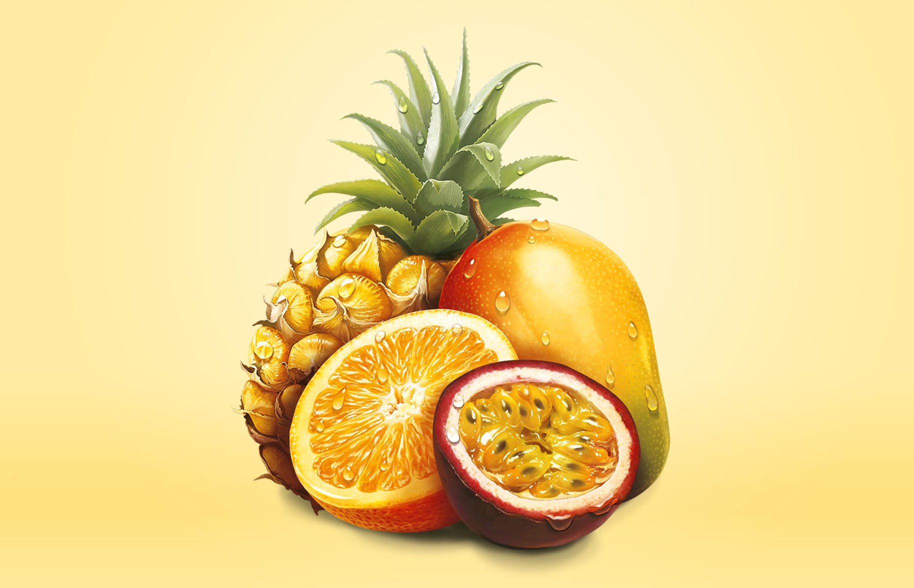 Just Juice topical fruit illustration 