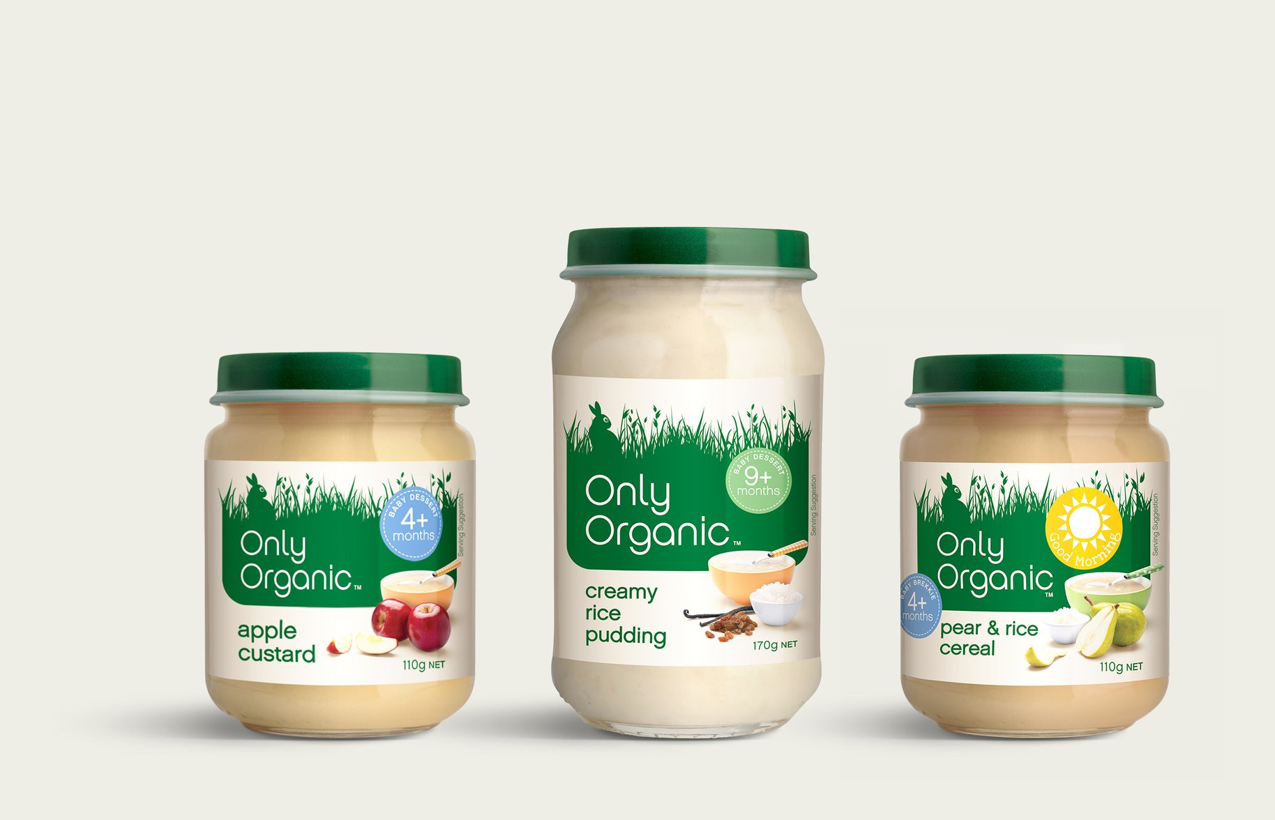 Only Organic baby food jars packaging