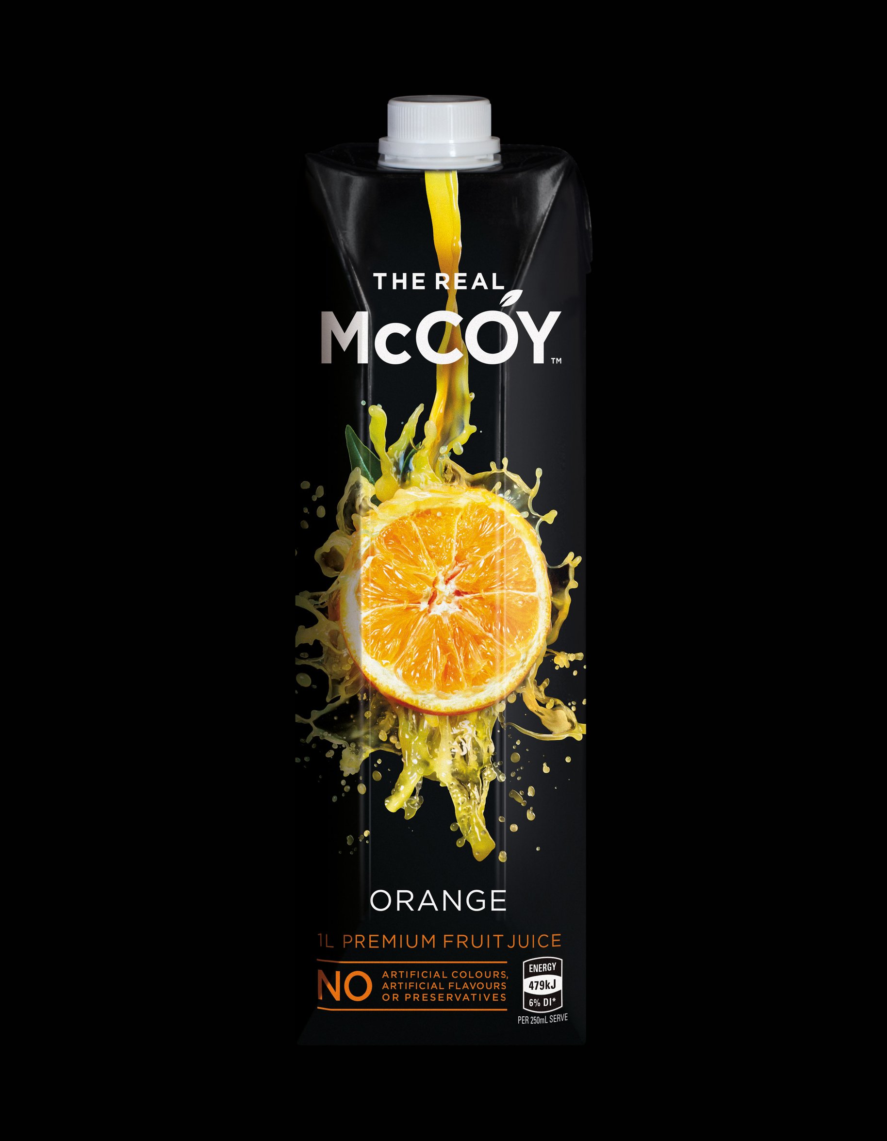 McCoy 1L tetra orange juice packaging