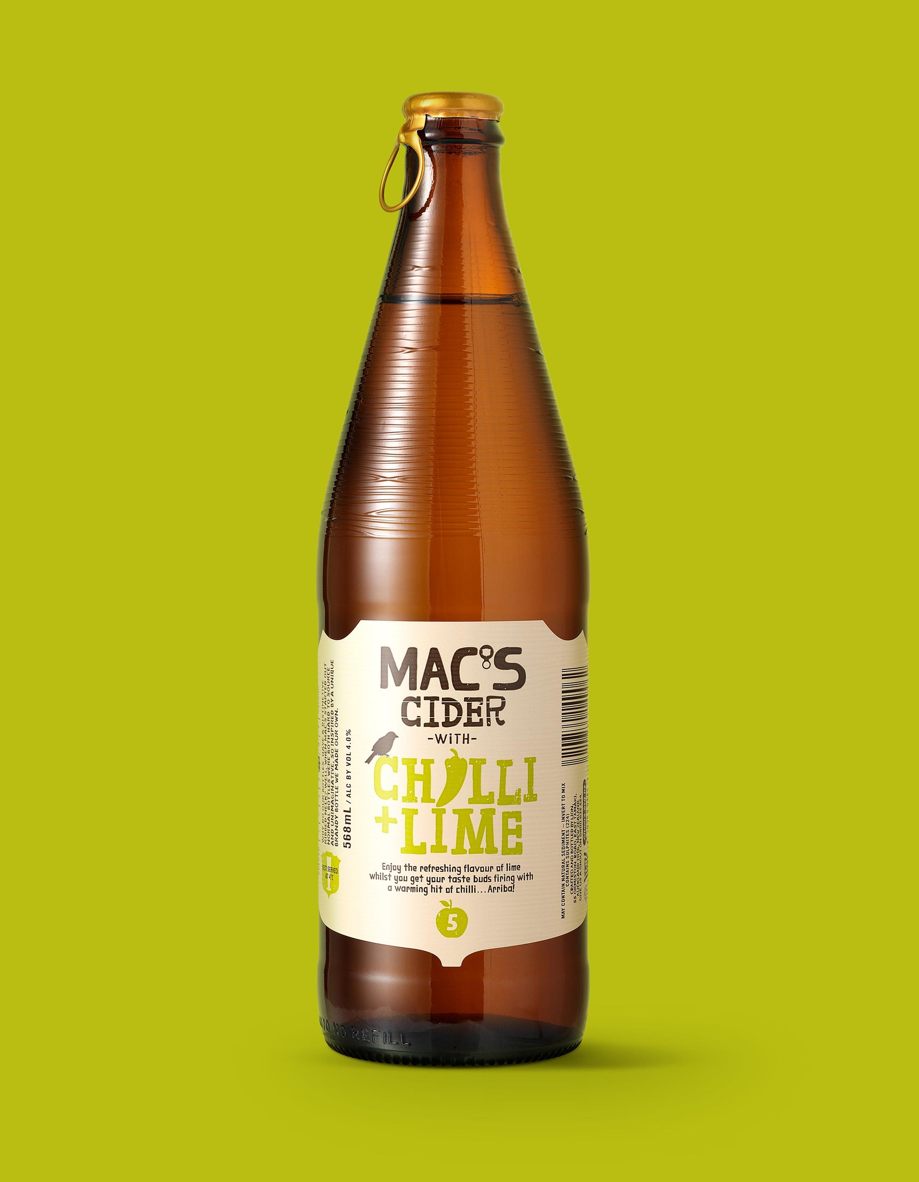 Macs Beer chilli and lime cider packaging
