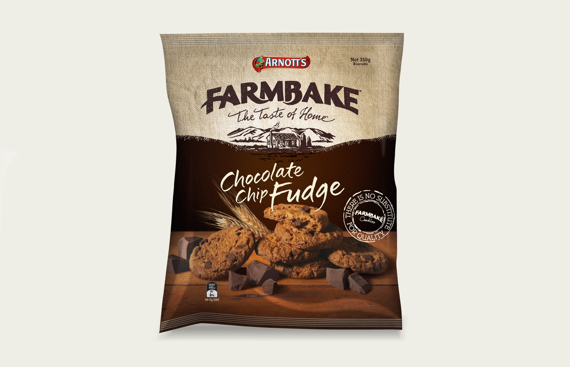 FarmBake Choc Chip Fudge Biscuits Packaging