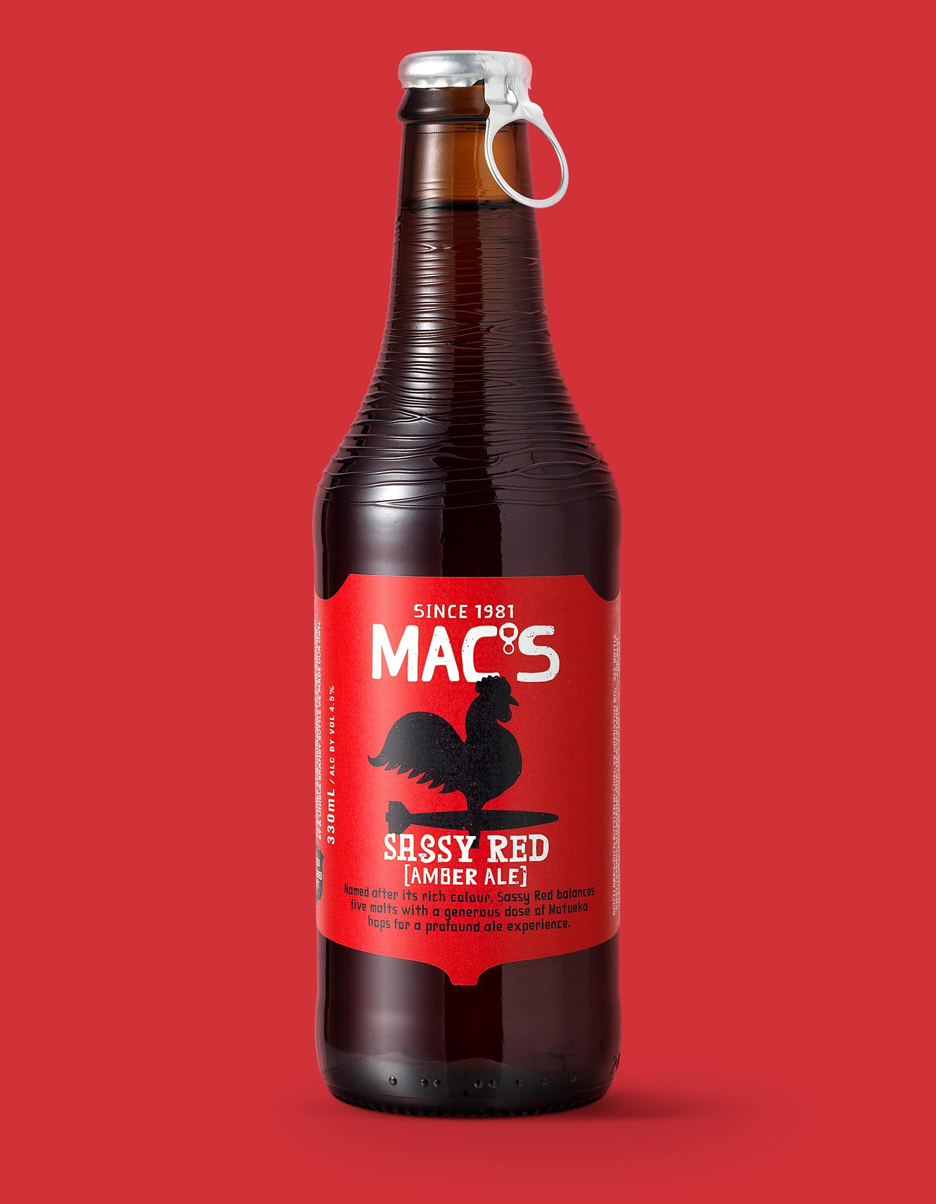 Macs Beer Sassy Red amber ale packaging