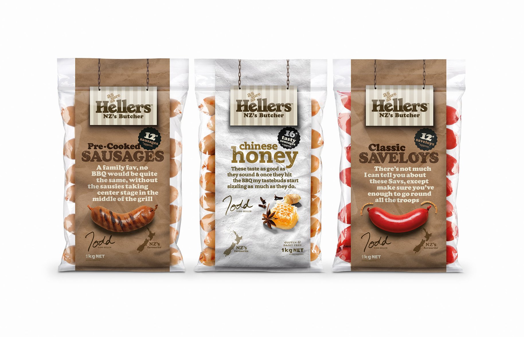 Hellers sausages bag packaging 