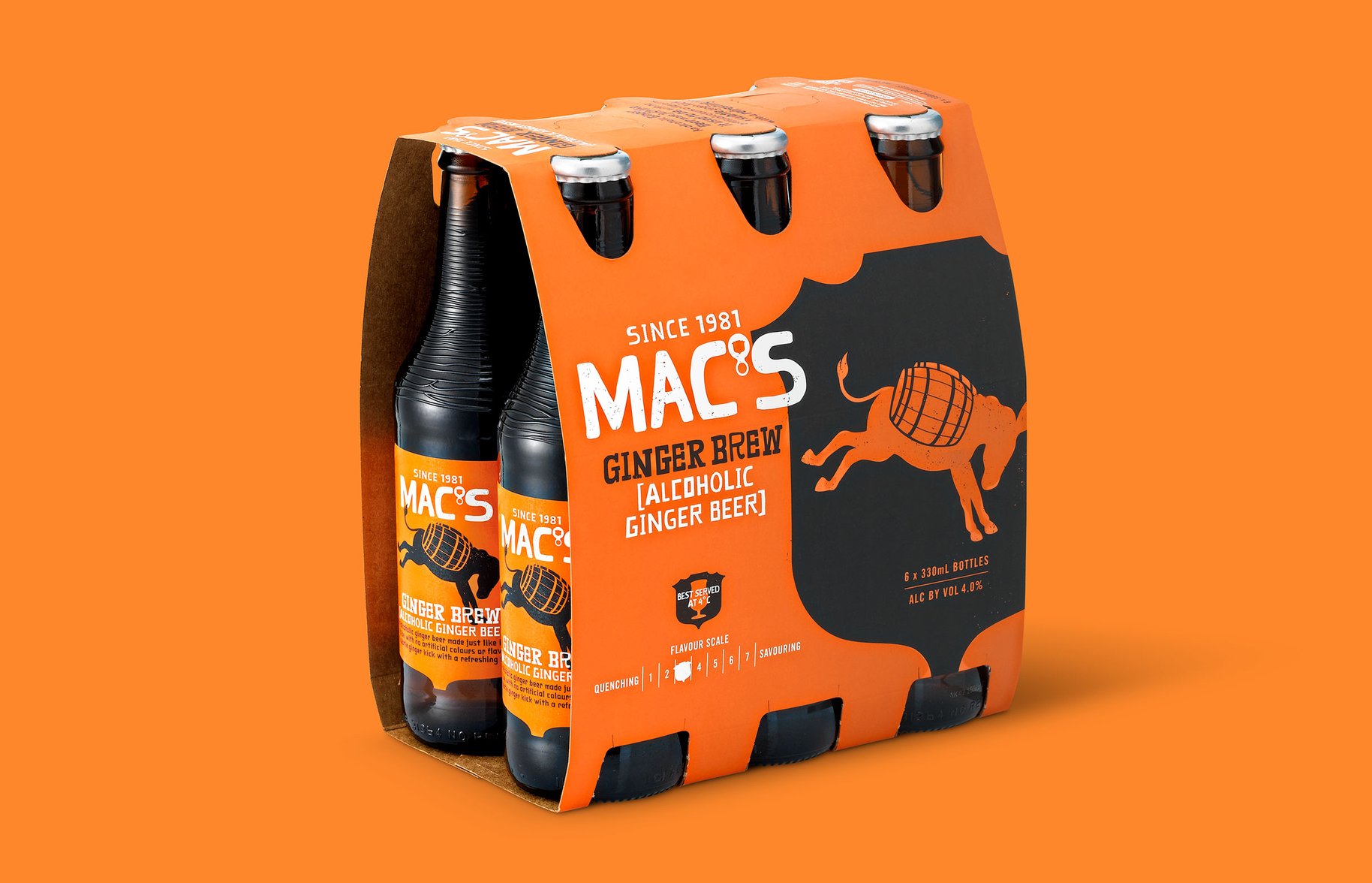Macs Beer 6 pack ginger brew packaging