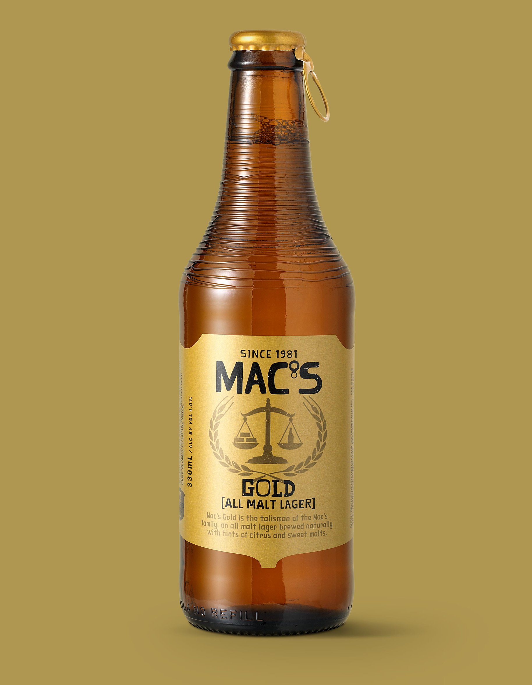 Macs Beer Gold Malt lager packaging